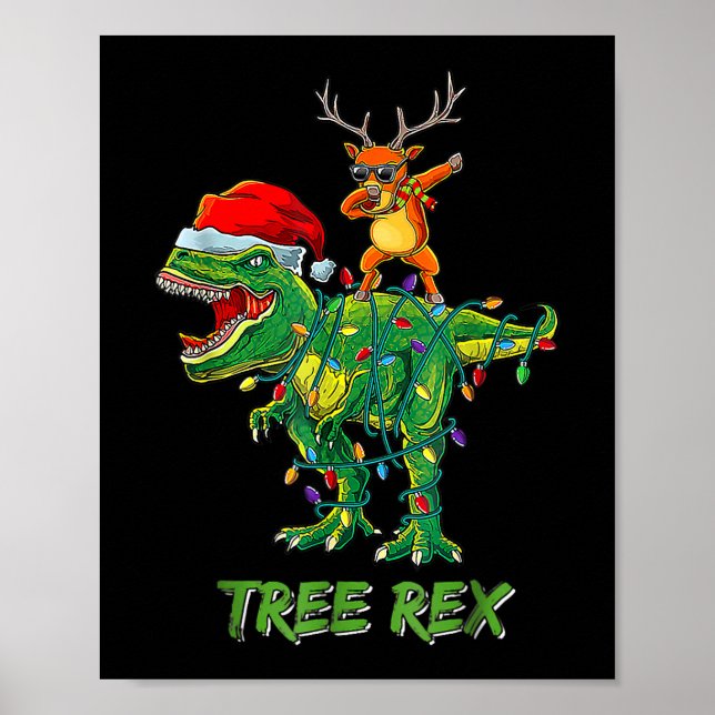 Tree Rex Dinosaur Christmas Costume Xmas Tree Ligh Poster (Front)