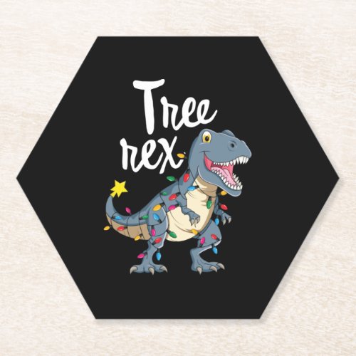 Tree Rex Dinosaur Christmas  Girl Women Pajamas Gi Paper Coaster