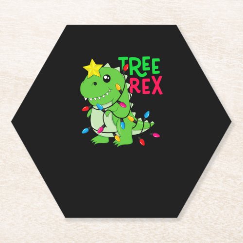 Tree Rex Dinosaur Christmas Tree Pajamas Gift for  Paper Coaster