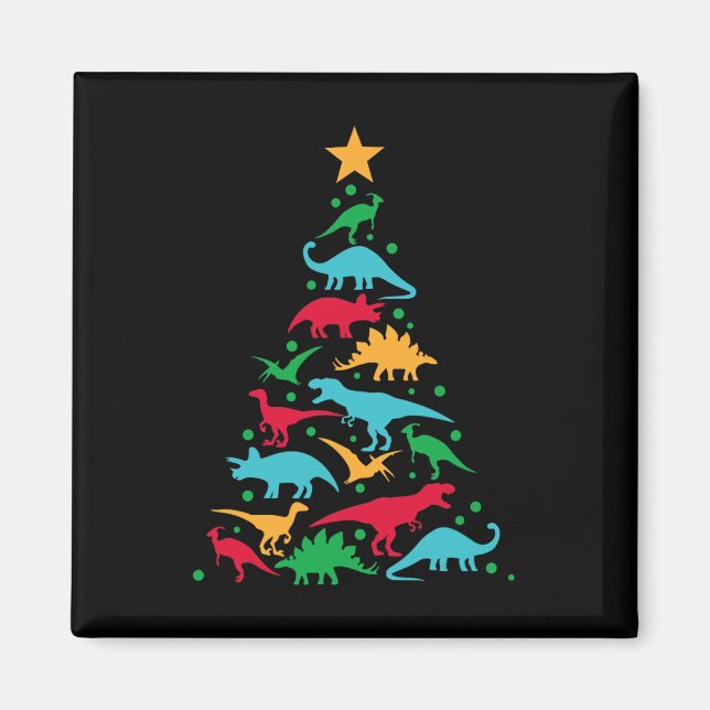 Tree Rex Dinosaur Dino Christmas Christmas Tree Fu Magnet (Front)