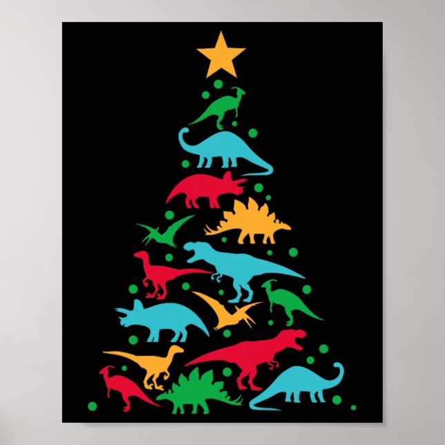 Tree Rex Dinosaur Dino Christmas Christmas Tree Fu Poster (Front)