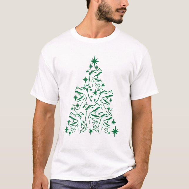 Tree Rex Dinosaur Dino Christmas Christmas Tree Fu T-Shirt (Front)