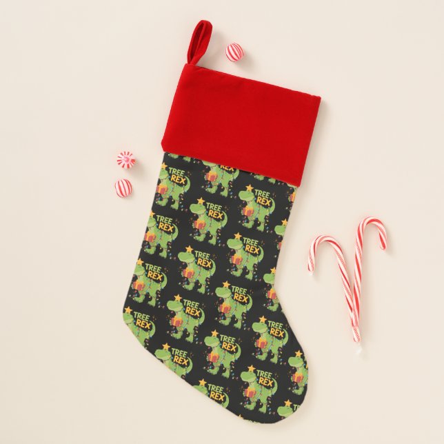 Tree Rex Dinosaur Family Christmas Group Matching  Christmas Stocking (Front)