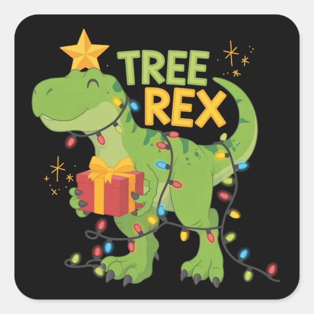 Tree Rex Dinosaur Family Christmas Group Matching  Square Sticker (Front)