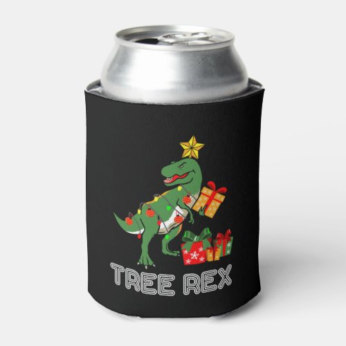 Tree rex dinosaur pajama Christmas gift for kids b Can Cooler