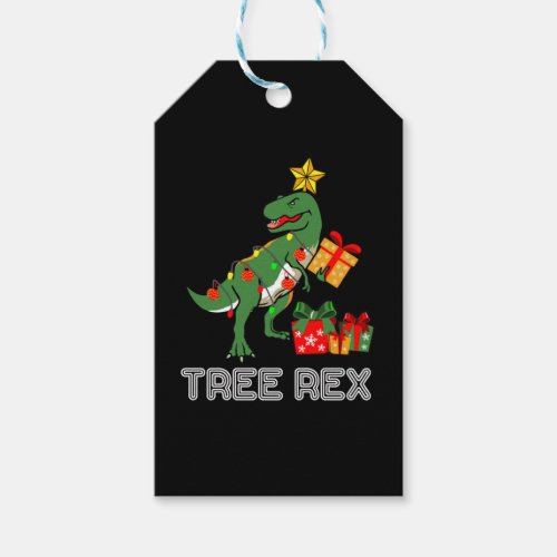 Tree rex dinosaur pajama Christmas gift for kids b Gift Tags