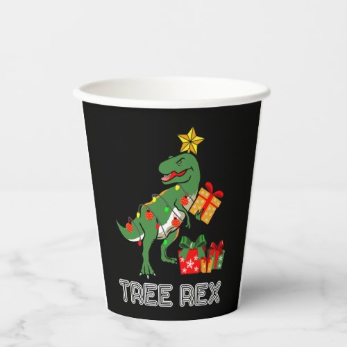 Tree rex dinosaur pajama Christmas gift for kids b Paper Cups