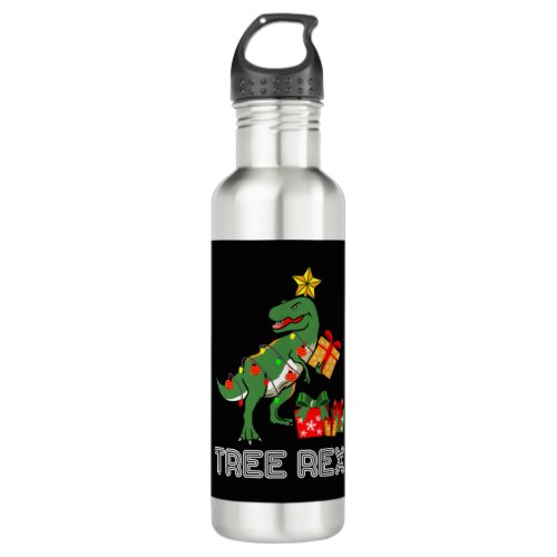 Tree rex dinosaur pajama Christmas gift for kids b Stainless Steel Water Bottle