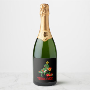 Tree rex dinosaur pajama Christmas gift for men bo Sparkling Wine Label