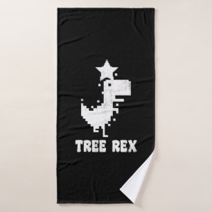 Tree Rex Funny Christmas Dinosaur Vintage Bath Towel