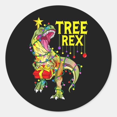 Tree Rex! Funny Christmas Paleontologist  Classic Round Sticker