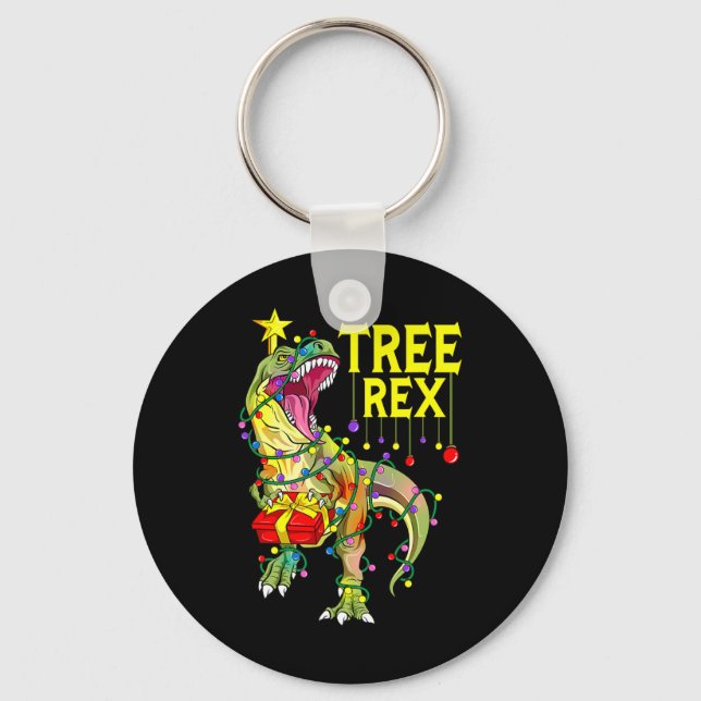 Tree Rex! Funny Christmas Paleontologist  Keychain (Front)