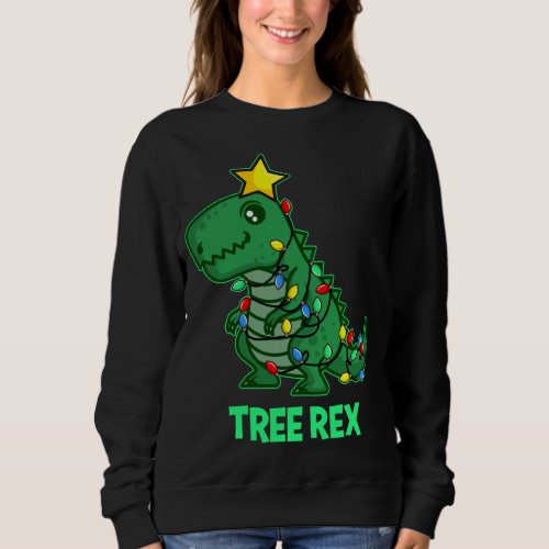 Tree Rex Funny Cute Retro Christmas Dino Sweatshirt