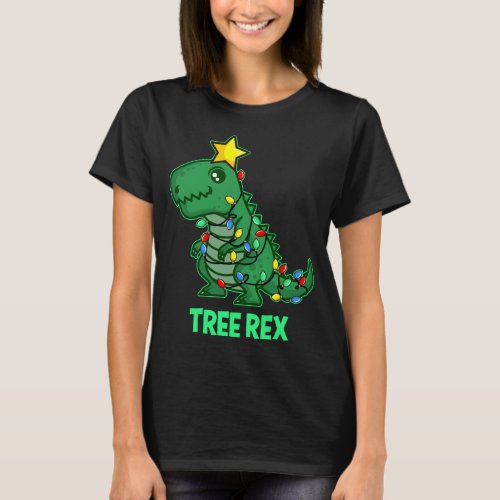 Tree Rex Funny Cute Retro Christmas Dino T_Shirt