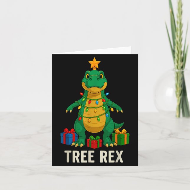 Tree Rex Funny Dinosaur Christmas  Card (Front)