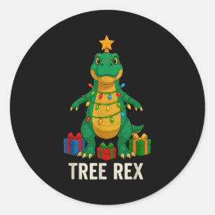 Tree Rex Funny Dinosaur Christmas Classic Round Sticker