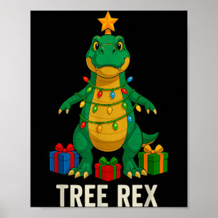 Tree Rex Funny Dinosaur Christmas Poster
