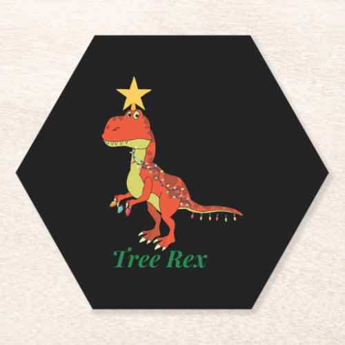 Tree Rex_ Funny Dinosaur Christmas Tree   Paper Coaster