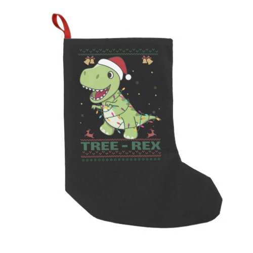Tree_Rex Funny Dinosaur Pun T_Rex Adult Cloth Face Small Christmas Stocking