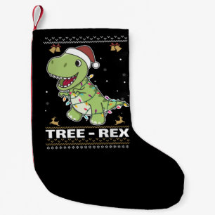 Tree-Rex Funny Dinosaur Pun T-Rex Adult Cloth Face Small Christmas Stocking