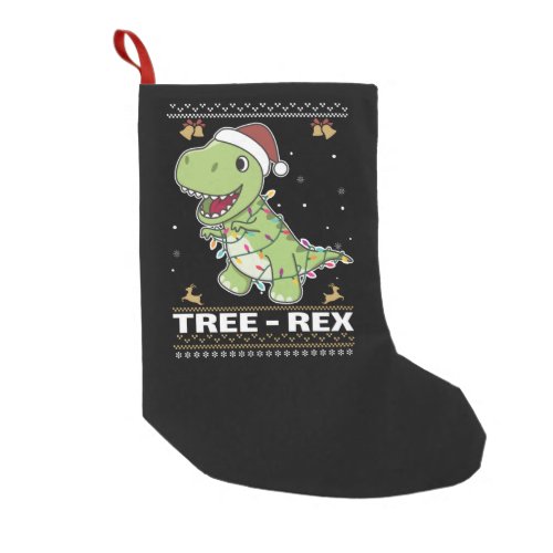Tree_Rex Funny Dinosaur Pun T_Rex Adult Cloth Face Small Christmas Stocking