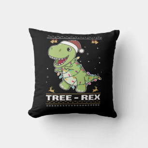 Tree-Rex Funny Dinosaur Pun T-Rex Adult Cloth Face Throw Pillow
