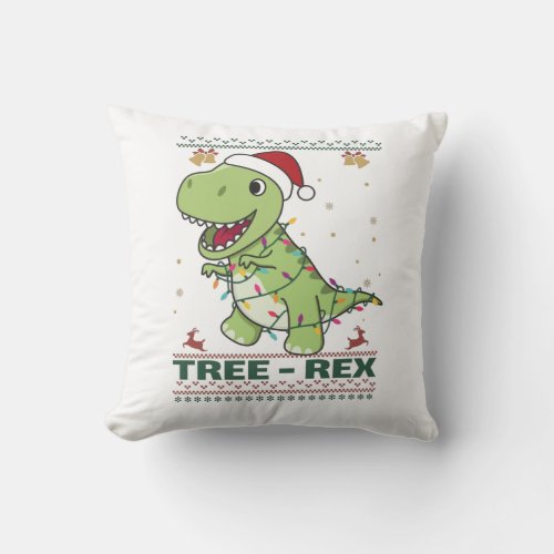 Tree_Rex Funny Dinosaur Pun T_Rex Adult Cloth Face Throw Pillow