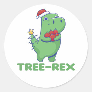 Tree-Rex Funny Dinosaur Pun T-Rex Classic Round St Sticker