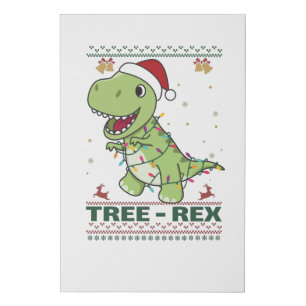 Tree-Rex Funny Dinosaur Pun T-Rex Faux Canvas Print