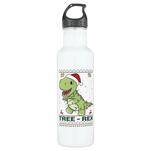 Tree_Rex Funny Dinosaur Pun T_Rex Stainless Steel Water Bottle
