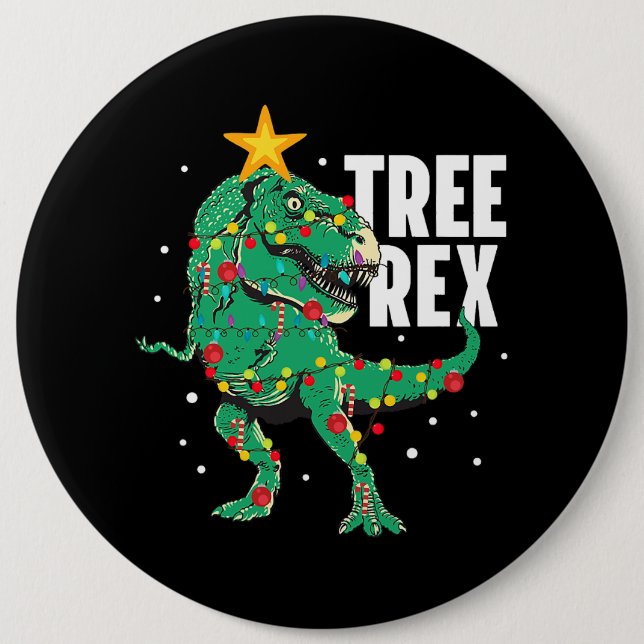Tree Rex Funny TRex Lover Dinosaur Christmas Tree  Button (Front)