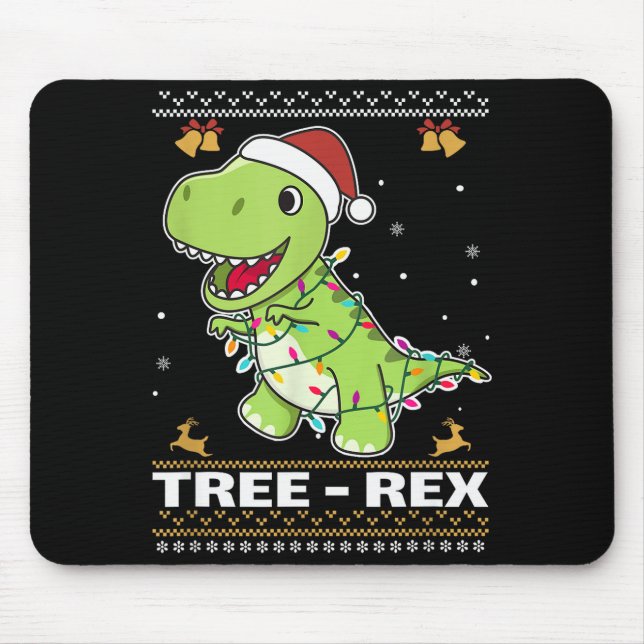 Tree Rex Funny Tyrannosaurus Rex Christmas Pun  Mouse Pad (Front)