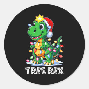 Tree Rex Funny Xmas T Rex Christmas Dinosaur Boys Classic Round Sticker