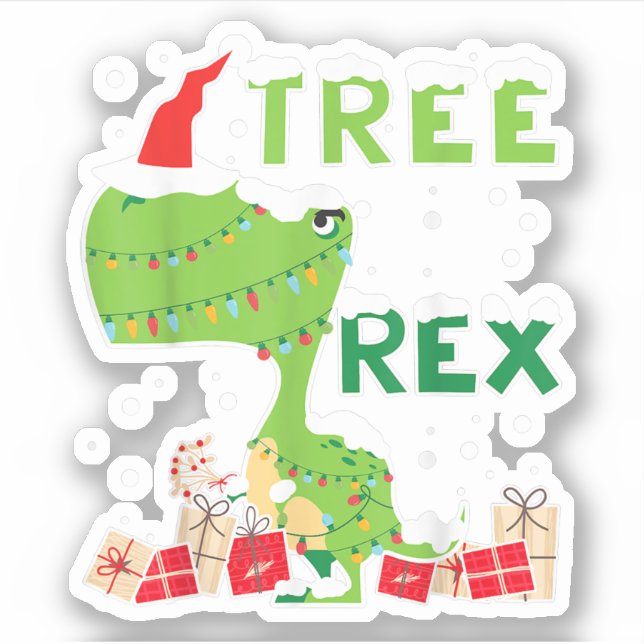 Tree Rex Lights Christmas Tree T-rex T-shirt Dinos Sticker (Front)