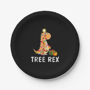 Tree Rex Pun Christmas Dinosaur Paper Plates