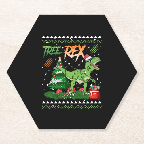 Tree_Rex Santa Saurus Christmas Tree Kids Boys Gir Paper Coaster