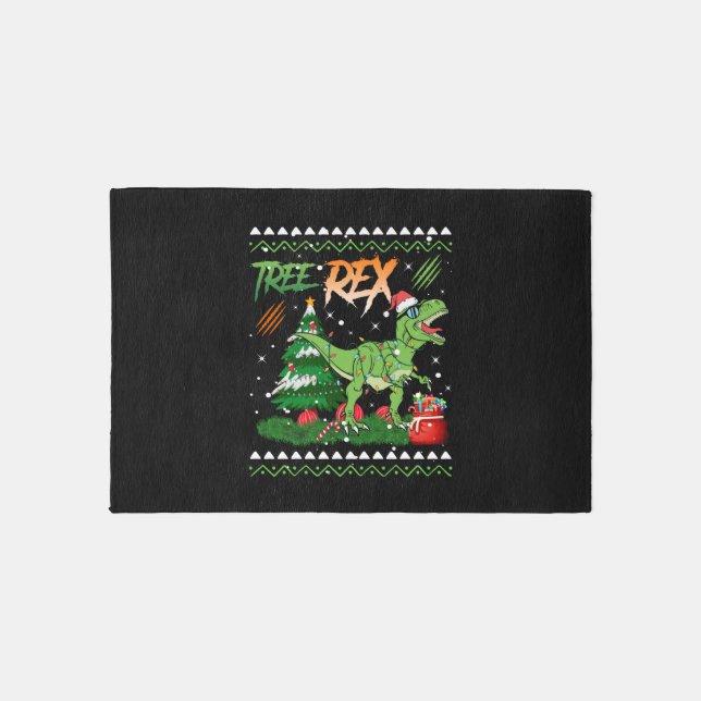 Tree-Rex Santa Saurus Christmas Tree Kids Boys Gir Rug (Front)