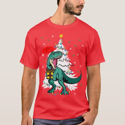 Tree Rex TRex Wearing Santa Hat Christmas Tree Xma T_Shirt