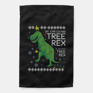 Tree Rex Ugly Christmas Sweater Dino T-rex Funny O Garden Flag