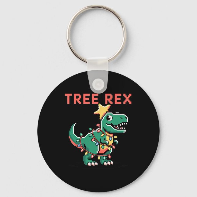Tree Rex Ugly Christmas Sweater Dinosaur Christmas Keychain (Front)
