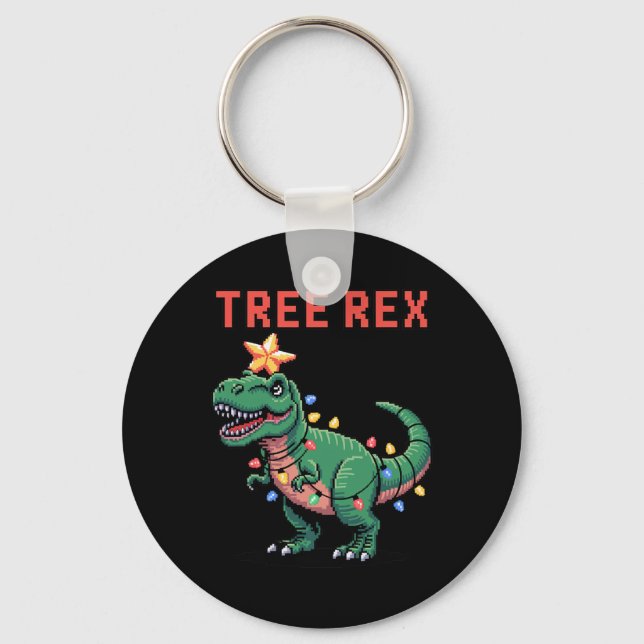 Tree Rex Ugly Christmas Sweater Dinosaur  Keychain (Front)