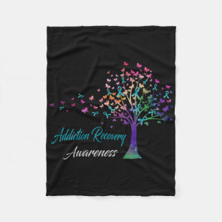 Tree Ribbon Addiction Recovery Awareness Comfort C Fleece Blanket