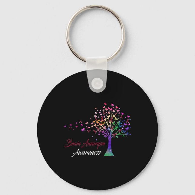 Tree Ribbon Brain Aneurysm Awareness  Keychain (Front)