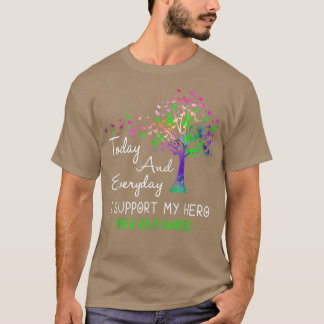 Tree Ribbon I Support My Hero Mental Health Awaren T-Shirt