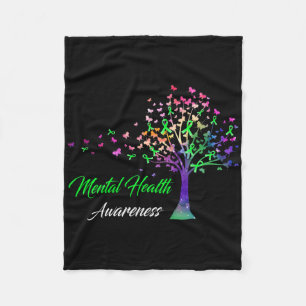 Tree Ribbon Mental Health Awareness Fleece Blanket