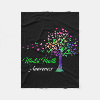 Tree Ribbon Mental Health Awareness Fleece Blanket