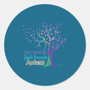 Tree Ribbon Still Fighting Suicide Prevention Awar Classic Round Sticker