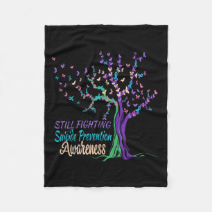 Tree Ribbon Still Fighting Suicide Prevention Awar Fleece Blanket