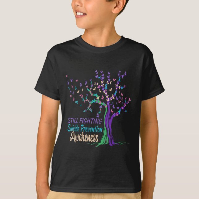 Tree Ribbon Still Fighting Suicide Prevention Awar T-Shirt (Front)