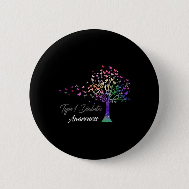 Tree Ribbon Type 1 Diabetes Awareness  Button (Front)